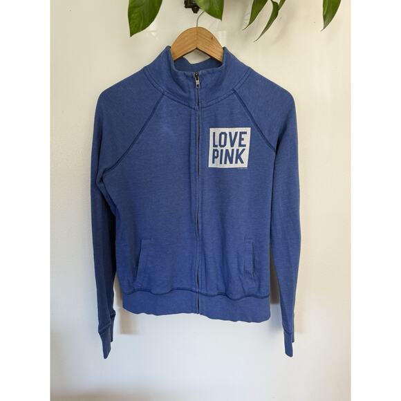 Victoria’s Secret Pink -blue & White zip up sweater Size Small  - Picture 5 of 6